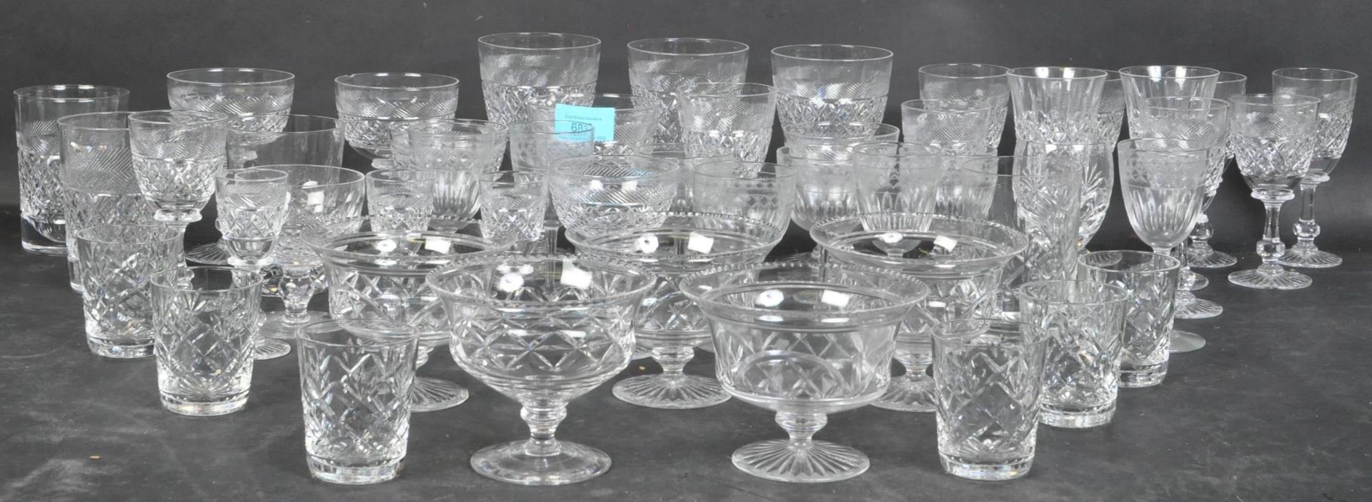 COLLECTION OF VINTAGE ENGLISH LEAD CUT GLASS DRINKING GLASSES