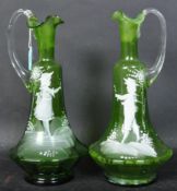 VICTORIAN MARY GREGORY STYLE GLASS DECANTERS