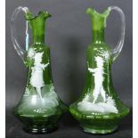 VICTORIAN MARY GREGORY STYLE GLASS DECANTERS