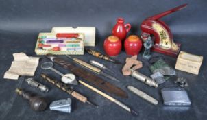 ASSORTMENT OF 19TH CENTURY CURIOS - TOKENS - SEALS - KNIVES