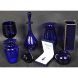 COLLECTION OF VINTAGE BRISTOL BLUE GLASS ITEMS