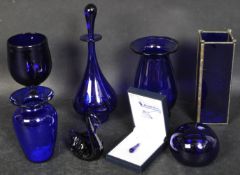 COLLECTION OF VINTAGE BRISTOL BLUE GLASS ITEMS
