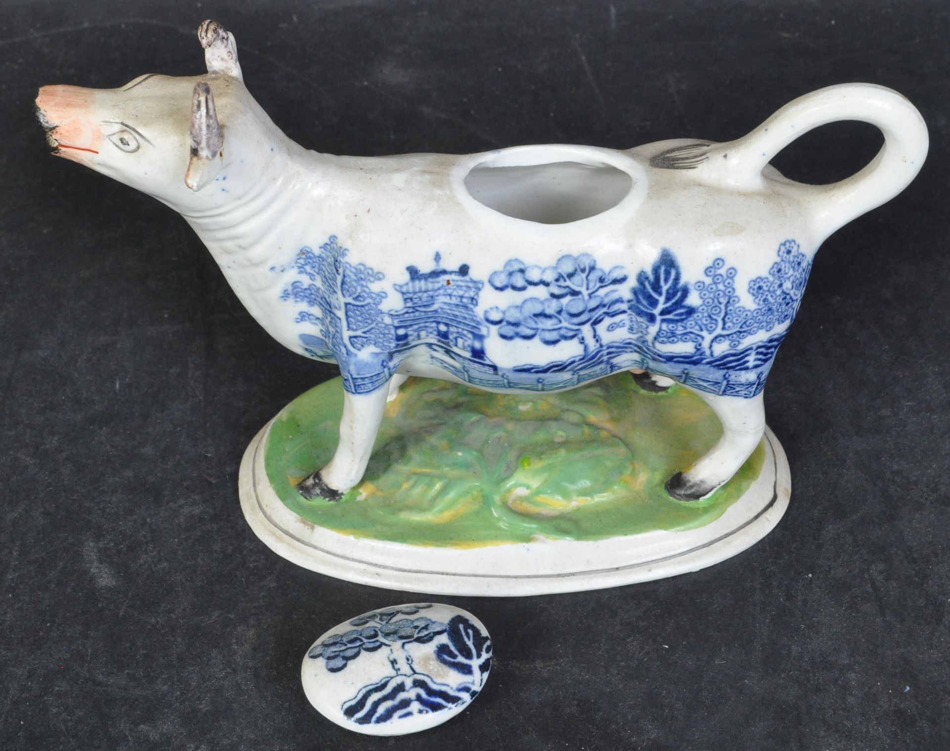 19TH STAFFORDSHIRE PORCELAIN COW CREAMER FIGURE - Image 3 of 4