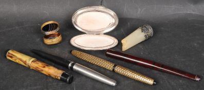 COLLECTION OF EARLY 20TH CENTURY CURIOS - CHEROOT - POTS - PENS