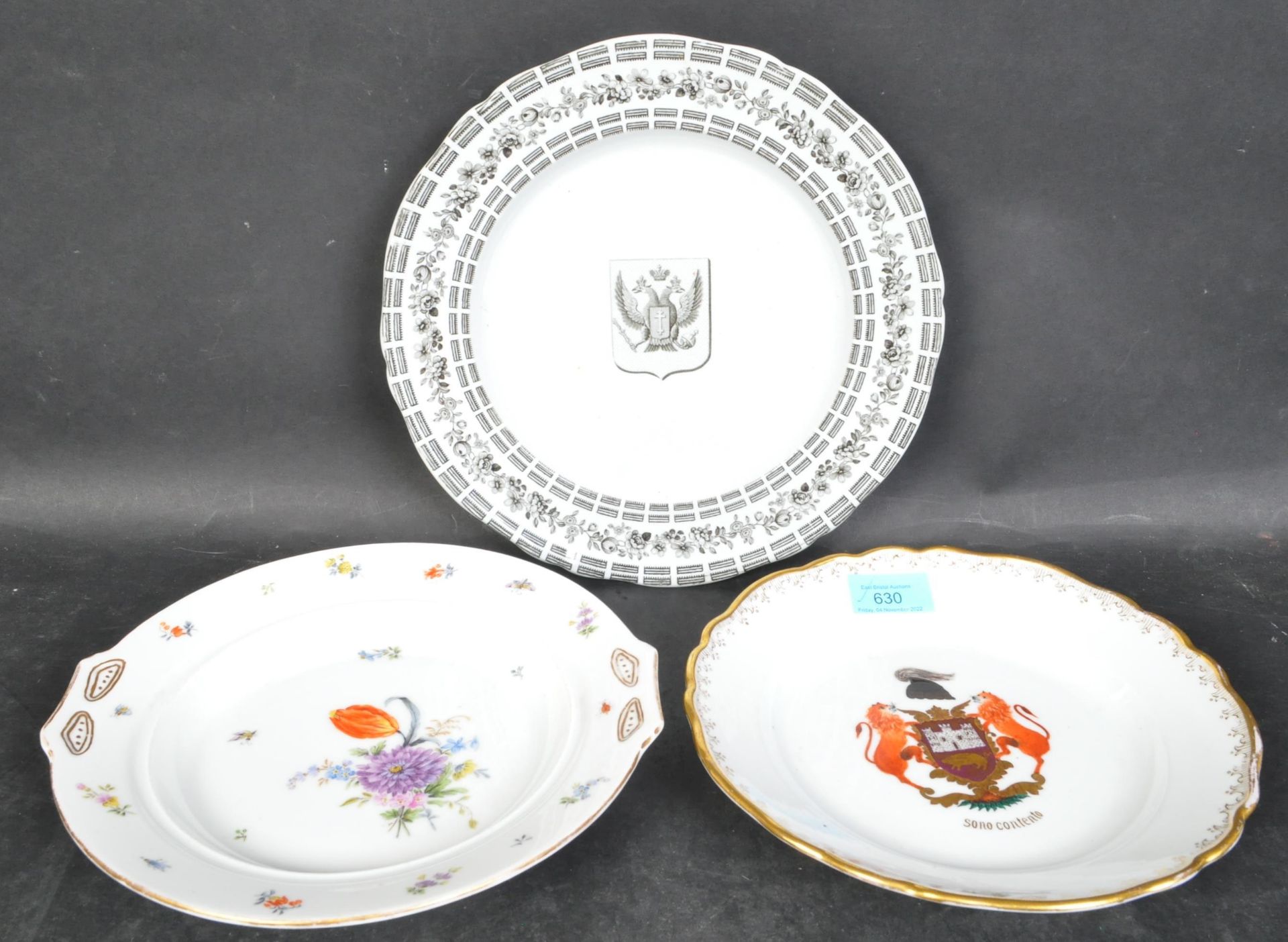 THREE 19TH CENTURY & LATER PORCELAIN PLATES - MINERVA - MEISSEN