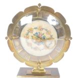 VINTAGE 1940S SMITHS BRASS & NEEDLEPOINT MANTEL CLOCK