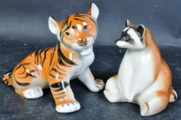 USSR PORCELAIN FIGURINE OF A RACCOON & A TIGER