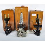 THREE VINTAGE MICROSCOPES