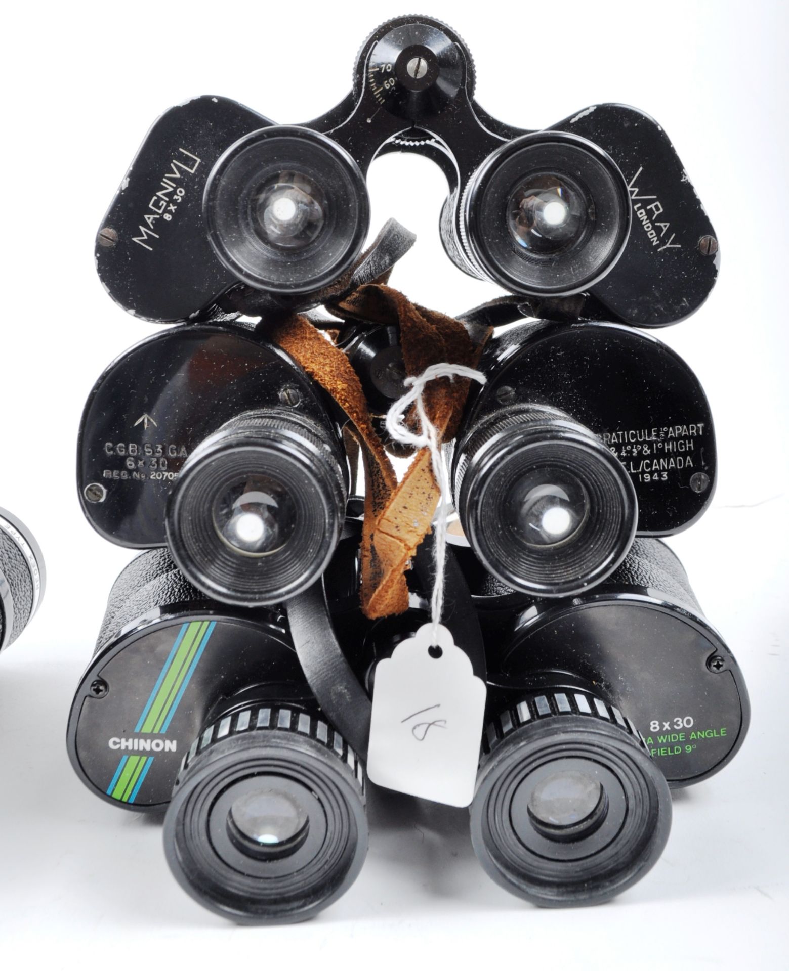 COLLECTION OF ASSORTED VINTAGE BINOCULARS INCLUDING MILITARY ISSUE - Image 4 of 5