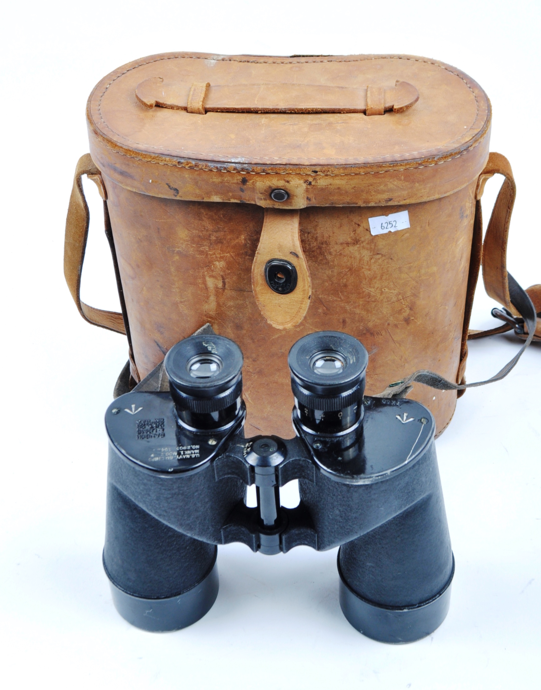 WWII SECOND WORLD WAR BAUSCH & LOMB 7X50 CASED VINTAGE BINOCULARS U.S NAVY BU SHIPS 1941 - Image 2 of 5