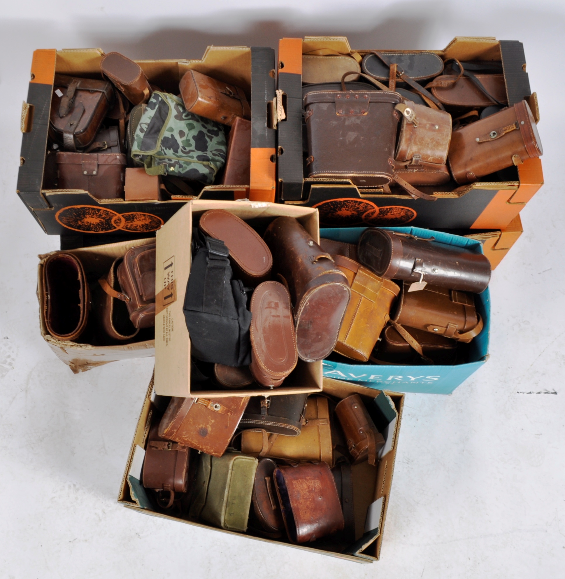 VERY LARGE COLLECTION OF VINTAGE BINOCULAR CASES