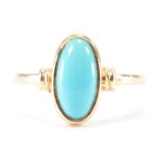 HALLMARKED 9CT GOLD & TURQUOISE STONE RING