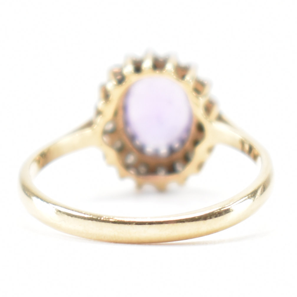 HALLMARKED 9CT GOLD AMETHYST & DIAMOND HALO RING - Image 4 of 8