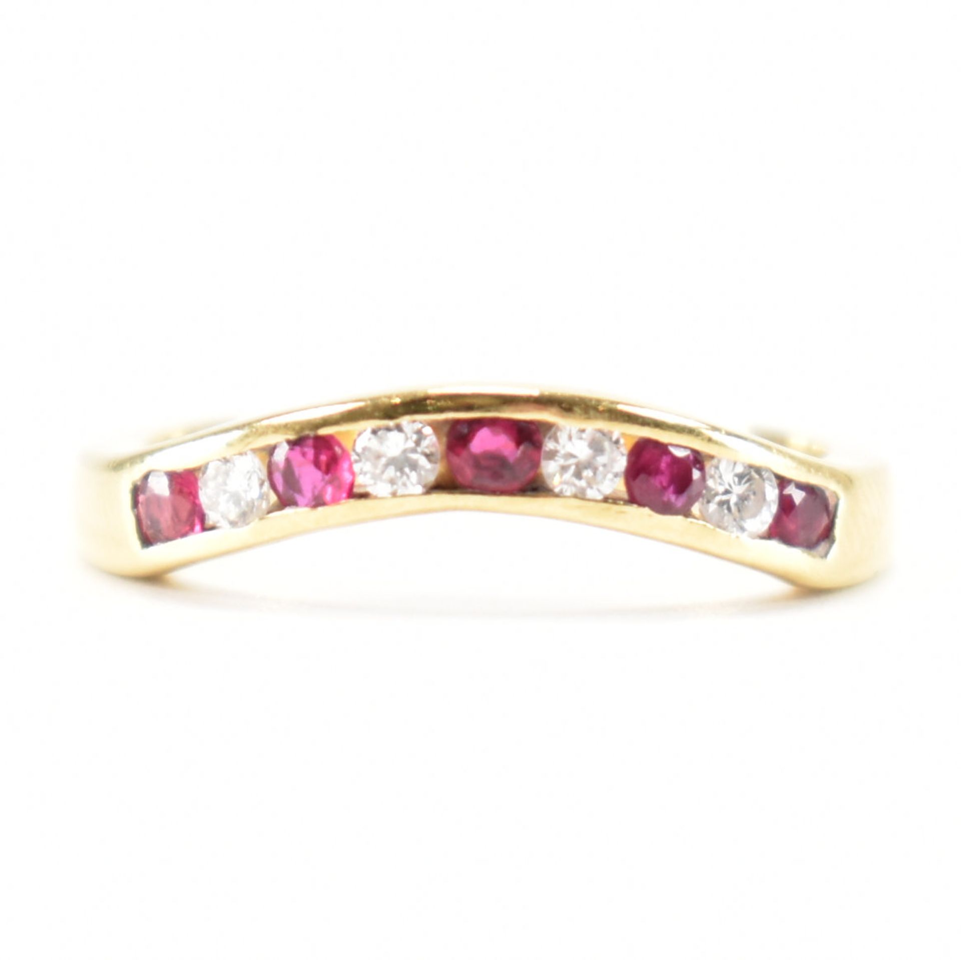 18CT GOLD RUBY & DIAMOND CHANNEL SET RING