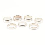 COLLECTION OF EIGHT HALLMARKED 925 SILVER BAND RINGS