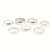 COLLECTION OF EIGHT HALLMARKED 925 SILVER BAND RINGS