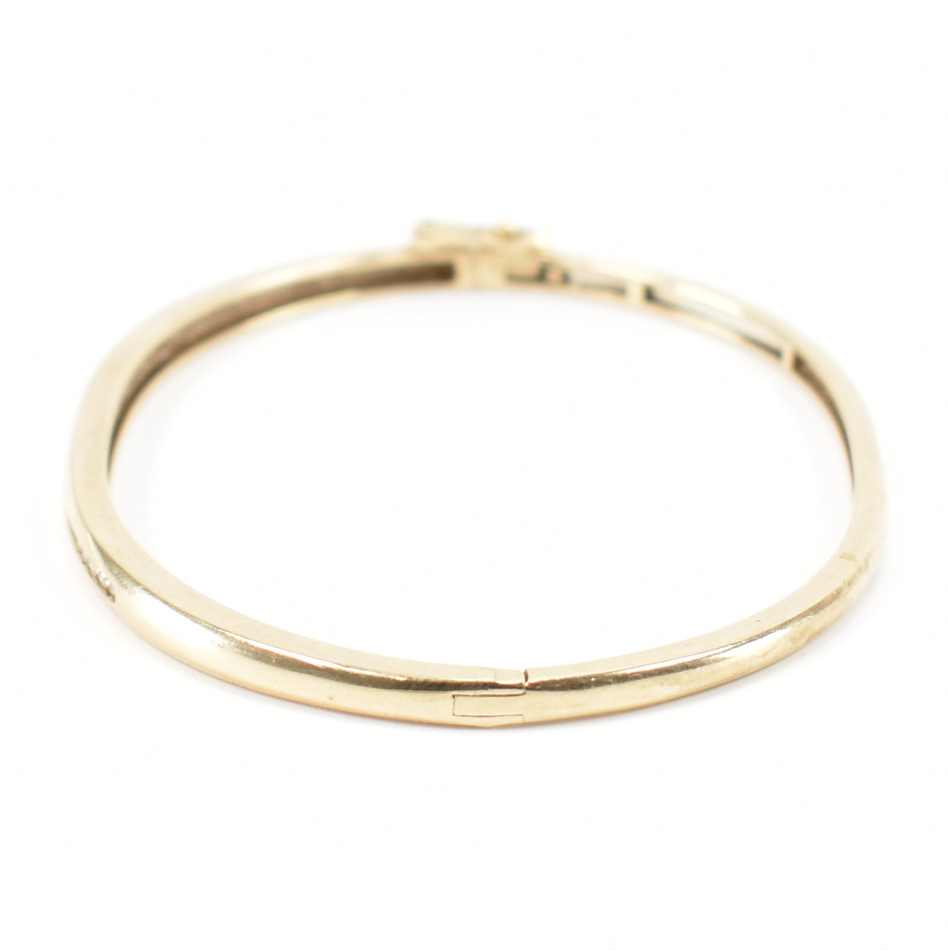 HALLMARKED 9CT GOLD & DIAMOND HINGED BANGLE - Image 2 of 6