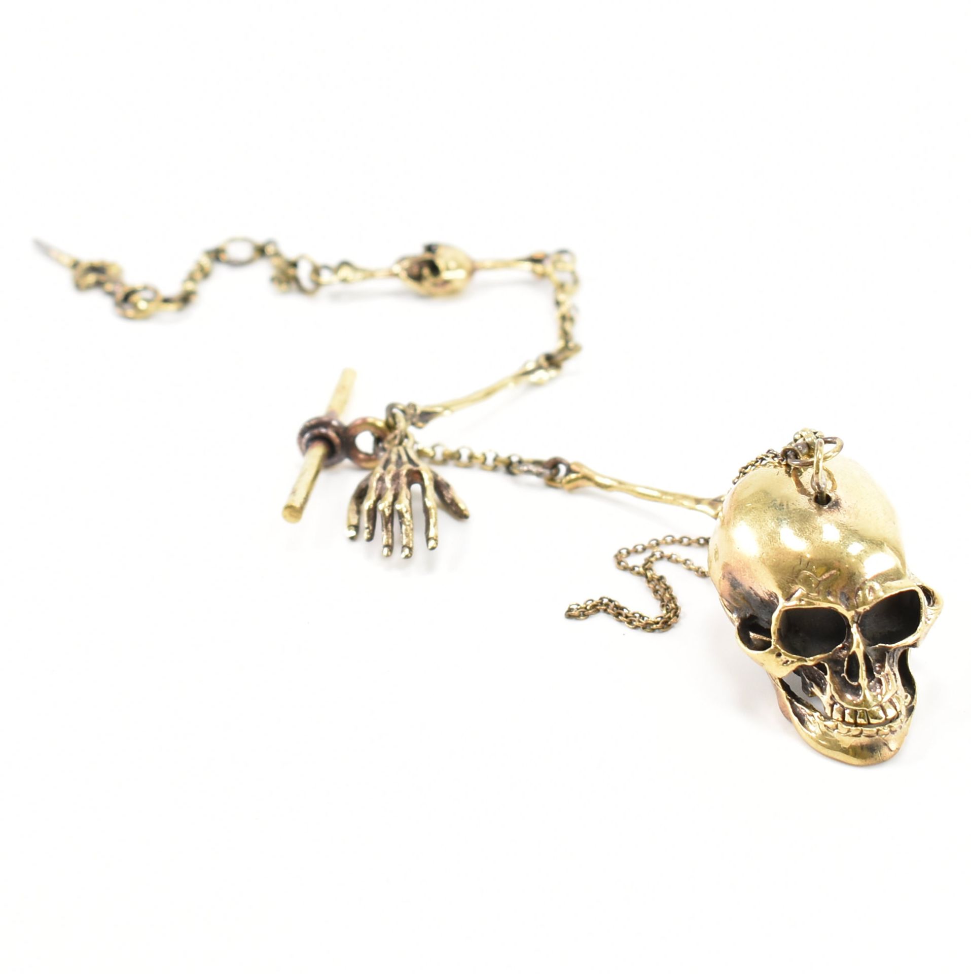 BRASS SKELETON & SKULL ALBERT WATCH CHAIN