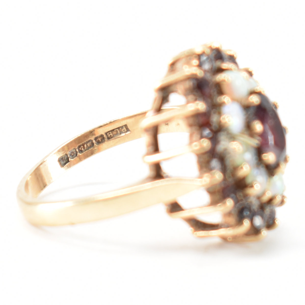 HALLMARKED 9CT GOLD OPAL & GARNET RING - Image 6 of 8