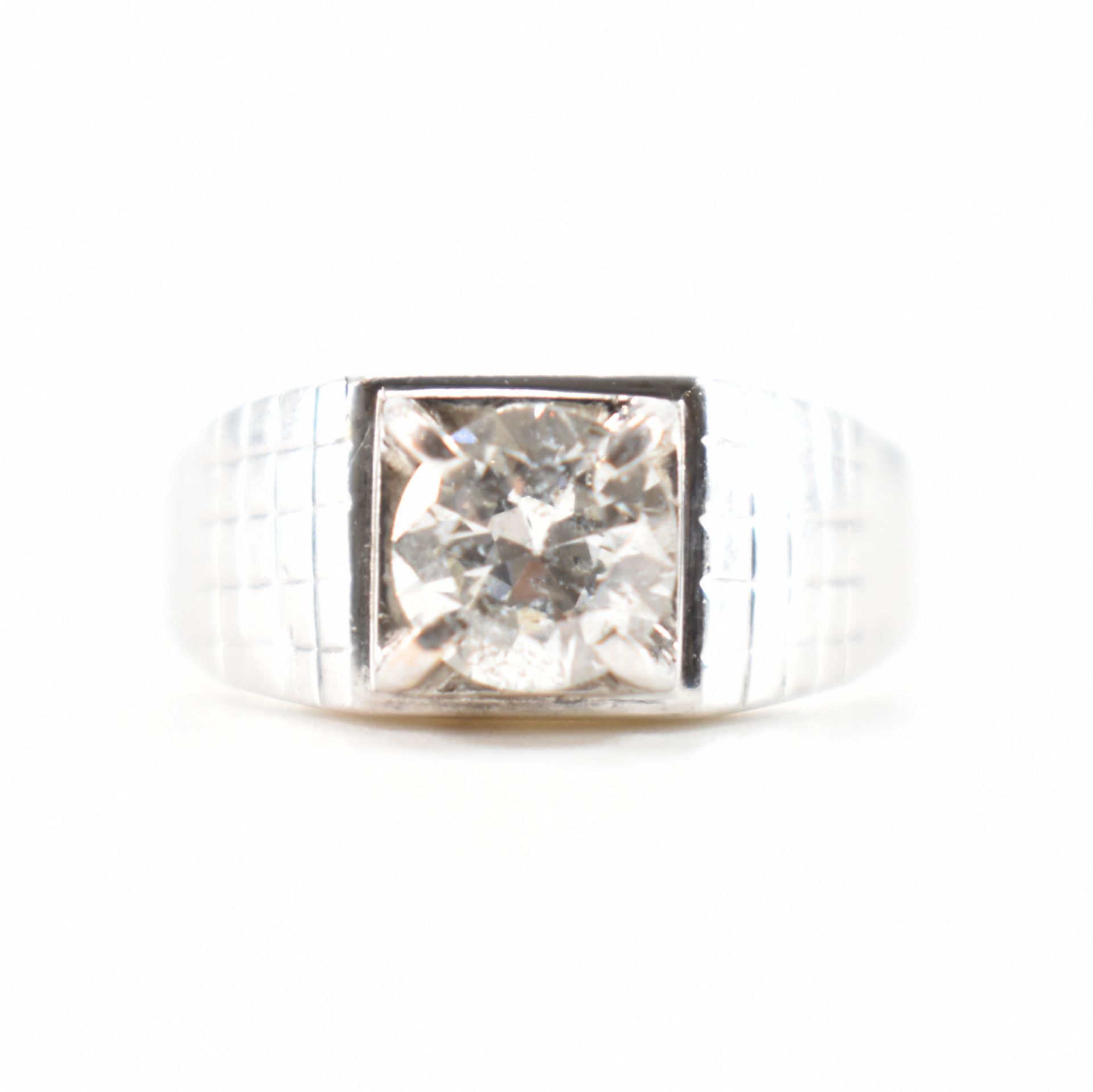 1940s ART DECO WHITE GOLD & DIAMOND SOLITAIRE RING 1.14CT