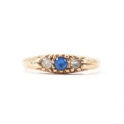 HALLMARKED 9CT GOLD BLUE & WHITE STONE RING