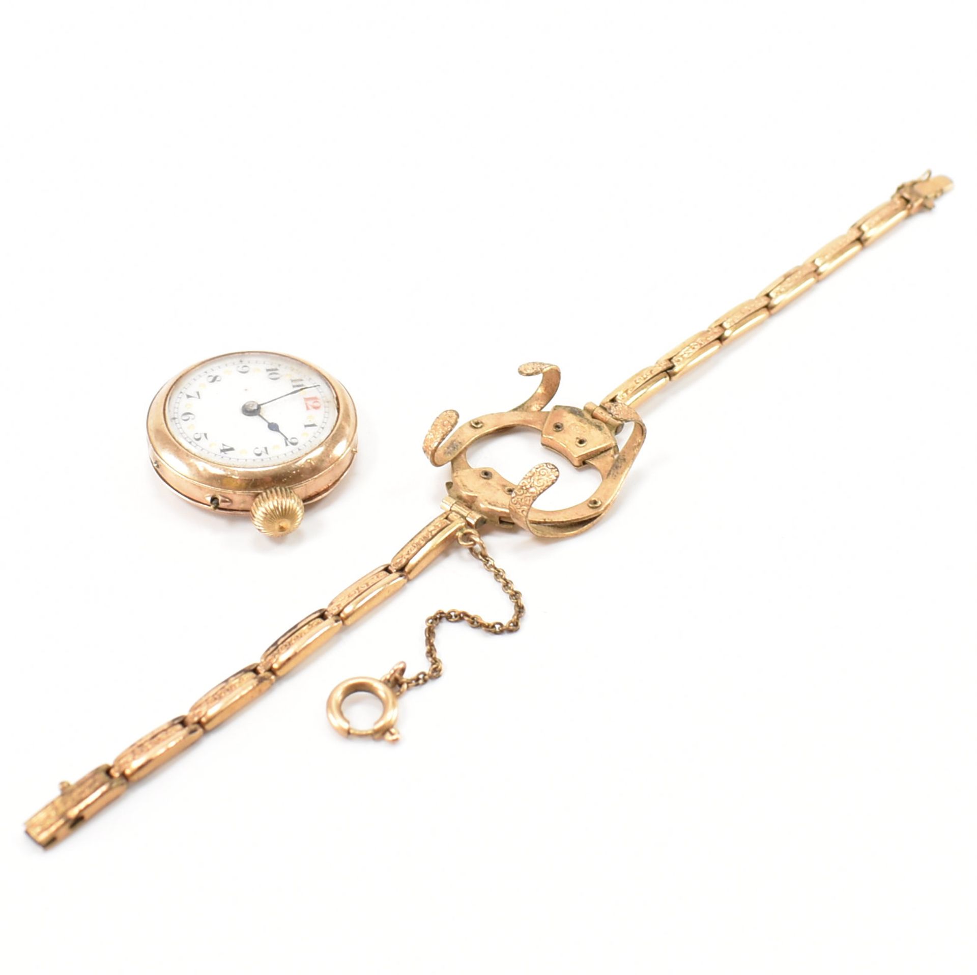 HALLMARKED 9CT GOLD POCKETWATCH & WRIST WATCH BRACELET - Image 2 of 7