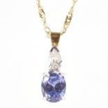 HALLMARKED 9CT GOLD & CZ PENDANT NECKLACE