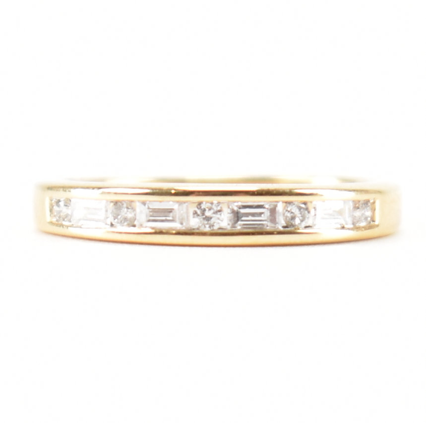 HALLMARKED 18CT & DIAMOND CHANNEL SET RING