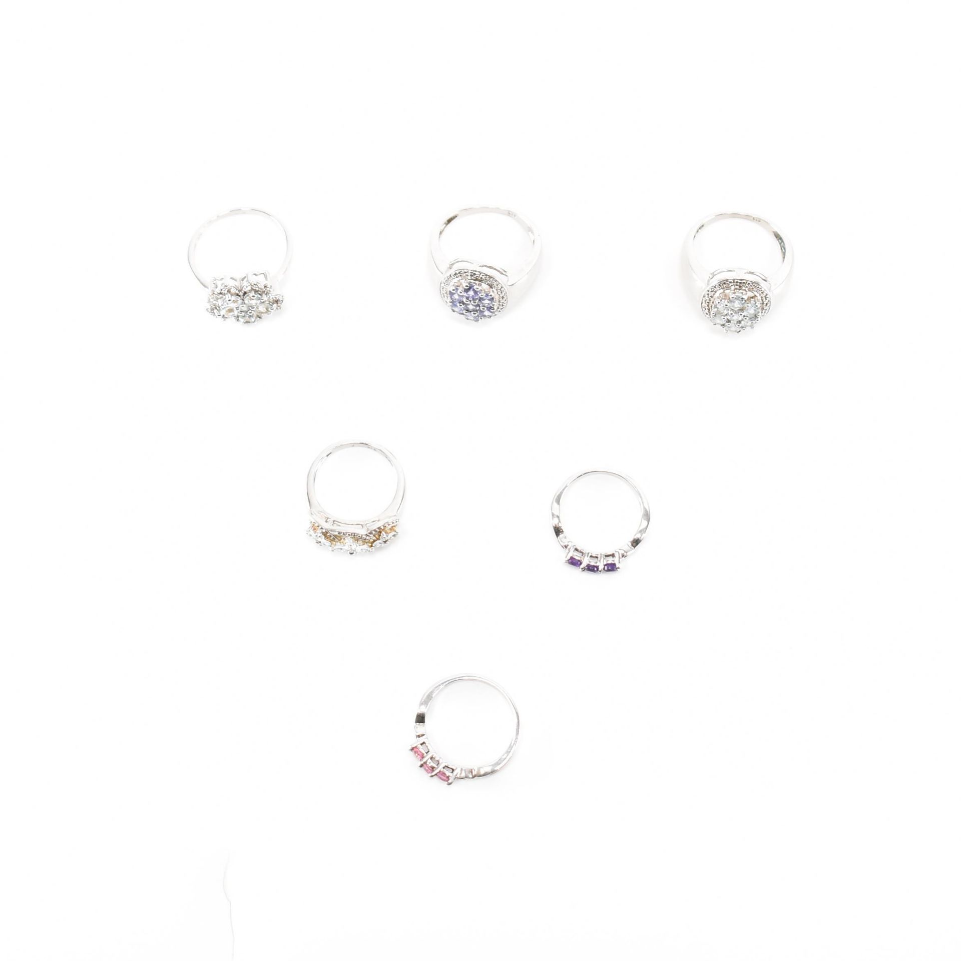 COLLECTION OF SIX SILVER GEM SET RINGS - Image 3 of 3