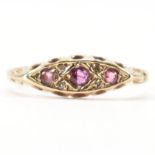 HALLMARKED 9CT GOLD RUBY & DIAMOND RING