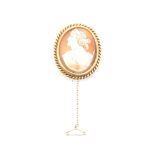 VINTAGE 18CT GOLD CAMEO BROOCH PIN