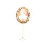 VINTAGE 18CT GOLD CAMEO BROOCH PIN