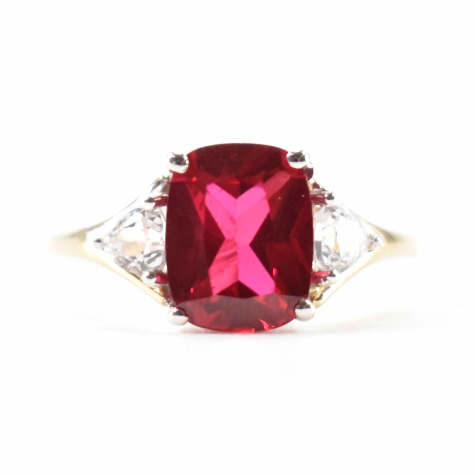 HALLMARKED 9CT GOLD & SYNTHETIC RUBY RING