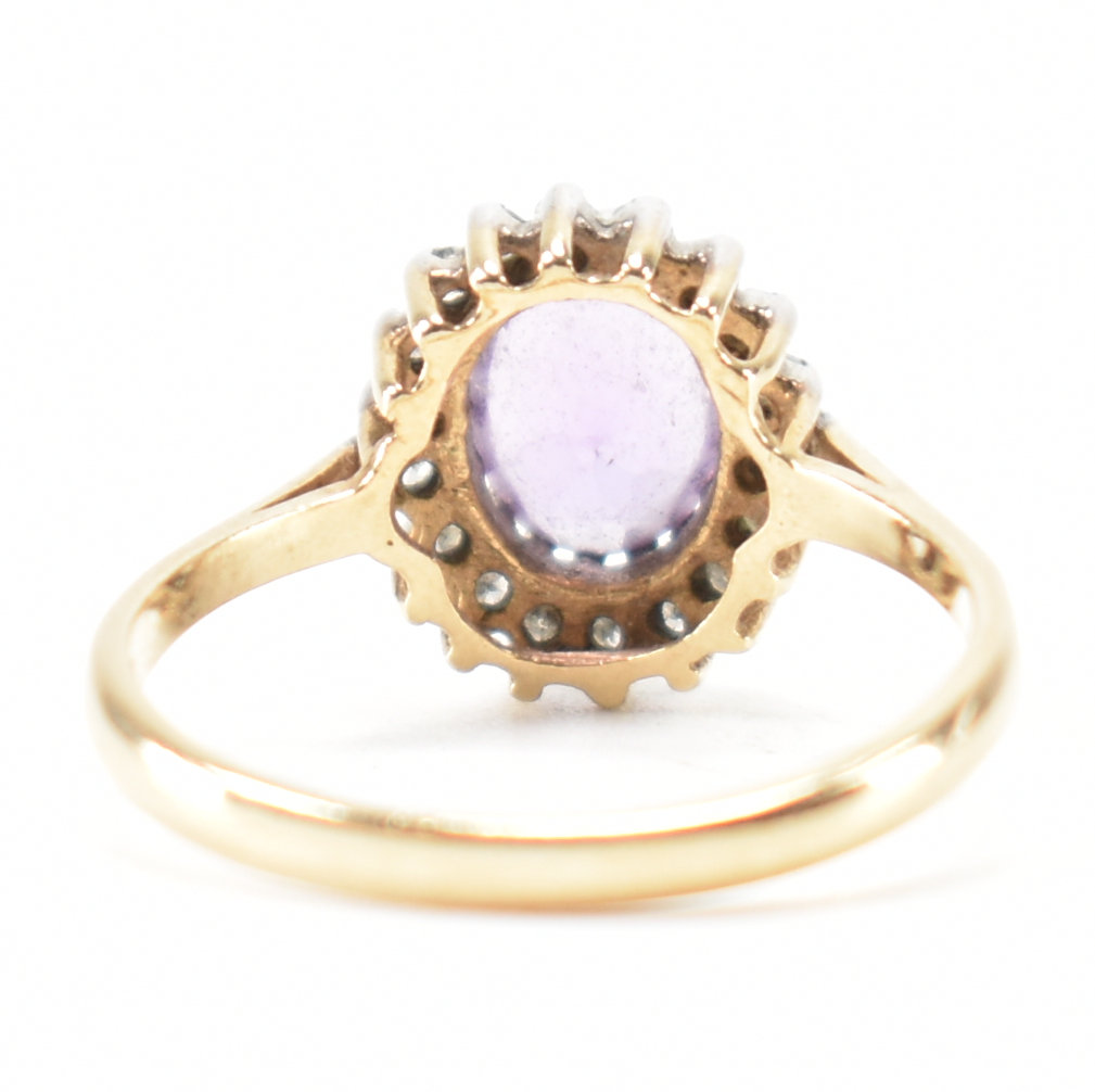 HALLMARKED 9CT GOLD AMETHYST & DIAMOND HALO RING - Image 3 of 8