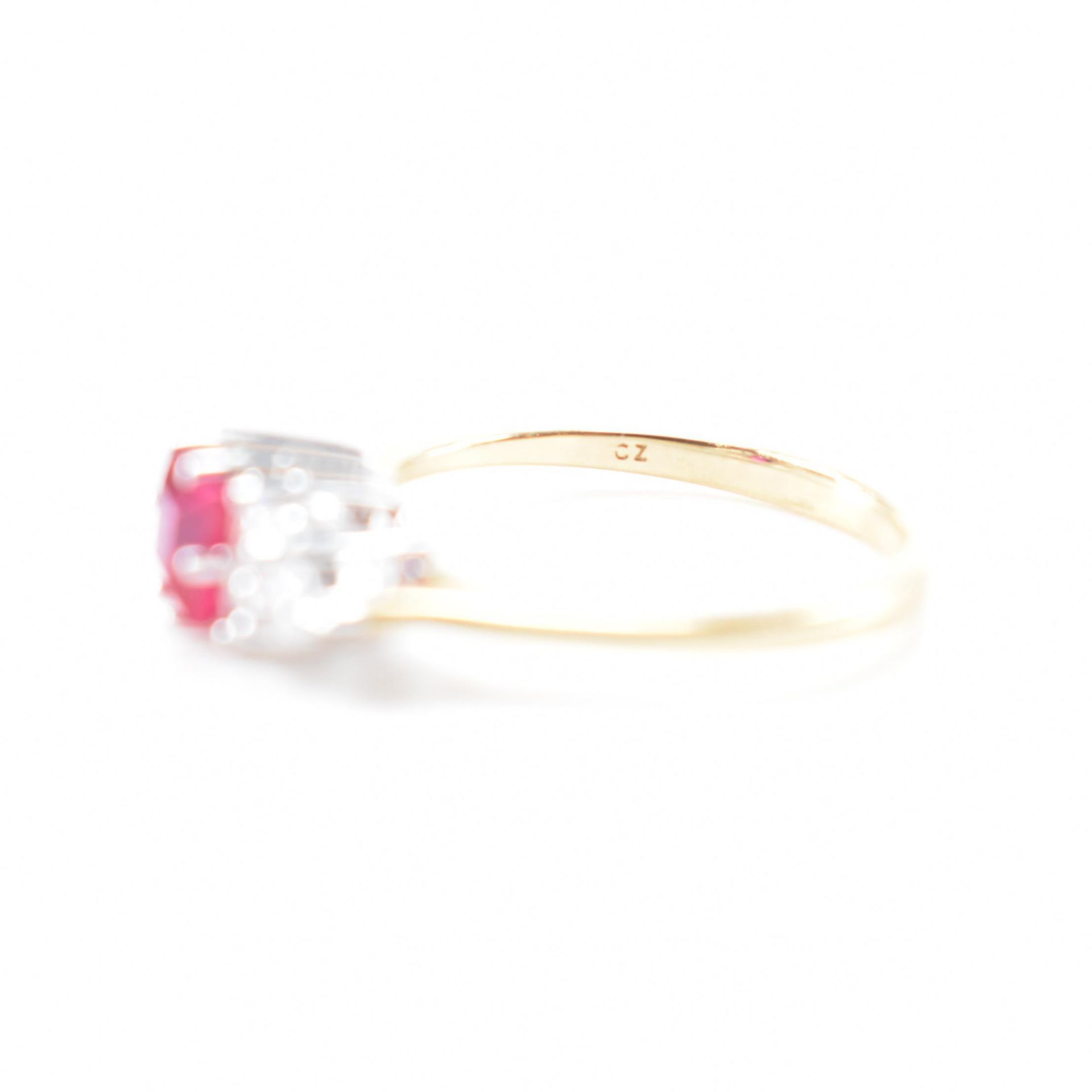 HALLMARKED 9CT GOLD SYNTHETIC RUBY & CZ RING - Image 6 of 7