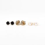THREE PAIRS OF 9CT GOLD EARRINGS