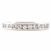 HALLMARKED PLATINUM & DIAMOND CHANNEL SET RING