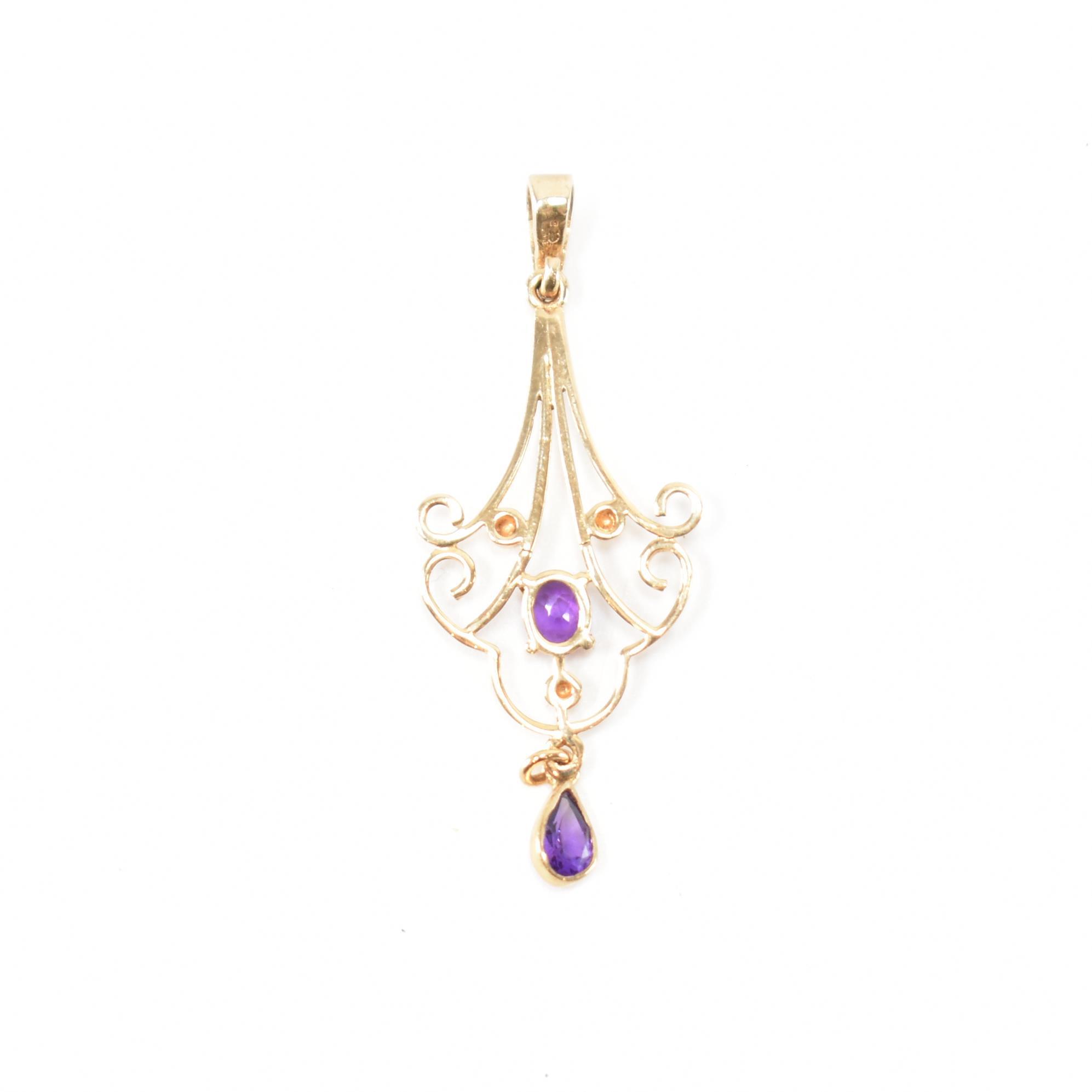 HALLMARKED 9CT GOLD AMETHYST NECKLACE PENDANT - Image 2 of 2