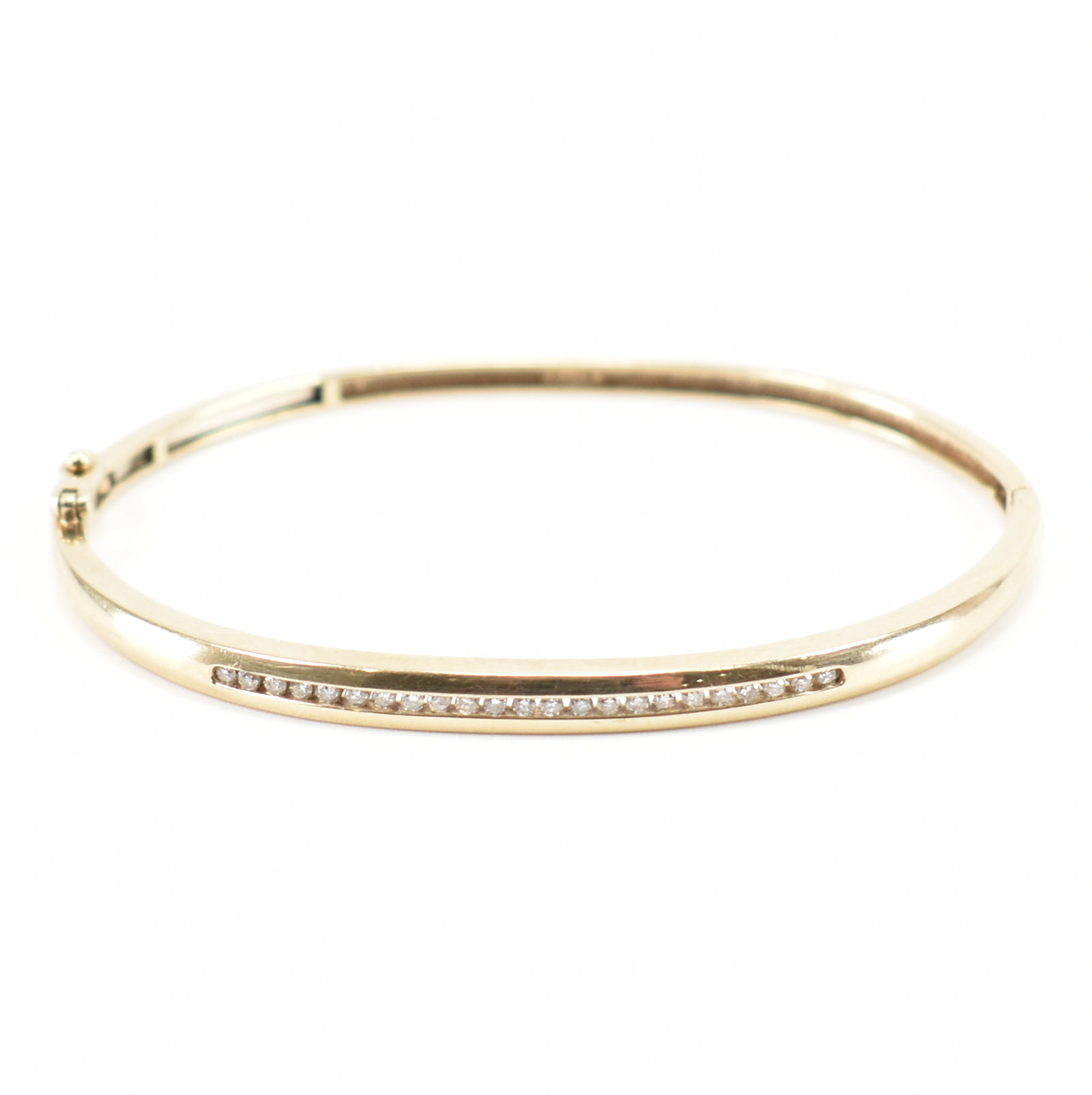 HALLMARKED 9CT GOLD & DIAMOND HINGED BANGLE