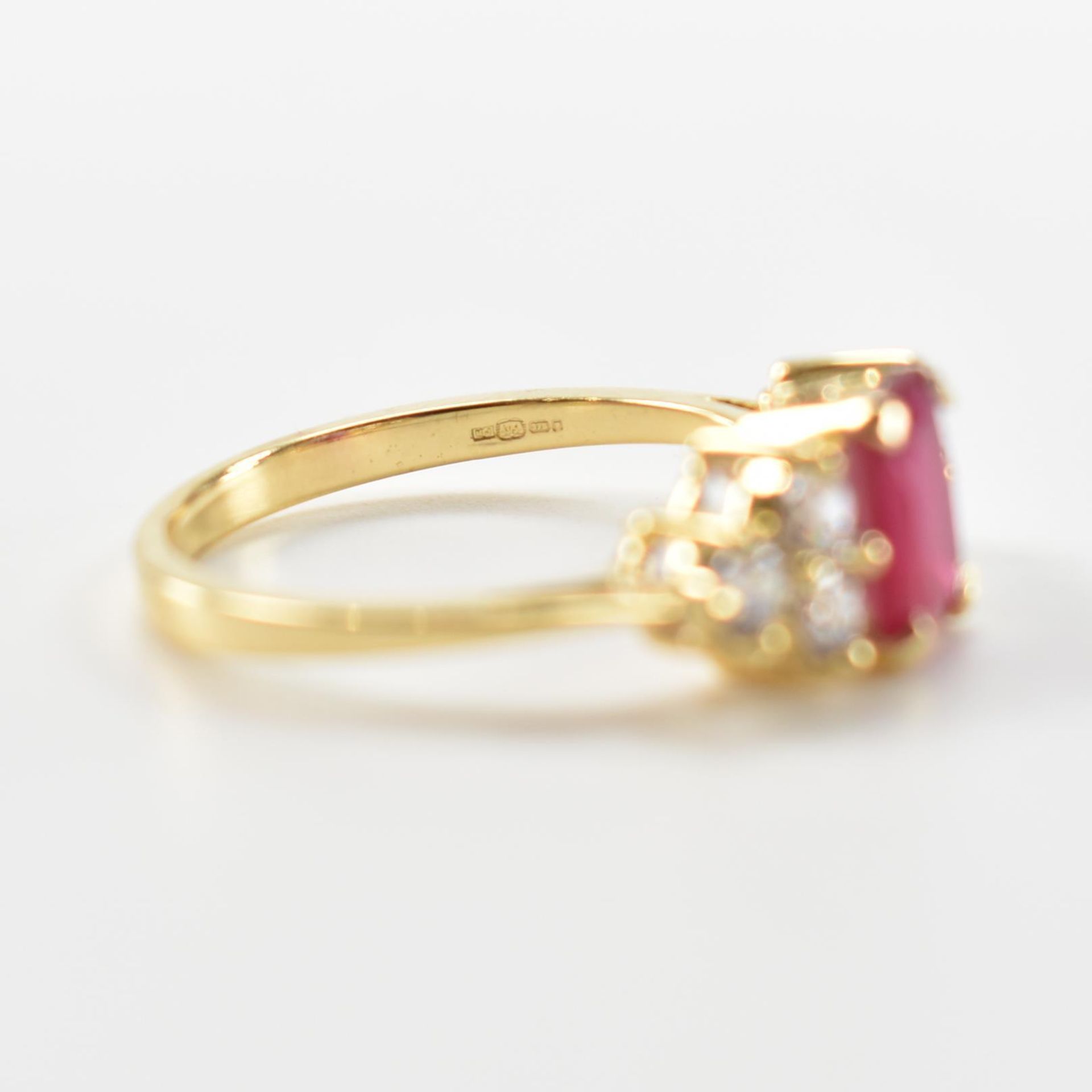 HALLMARKED SYNTHETIC RUBY & CZ RING - Image 6 of 8