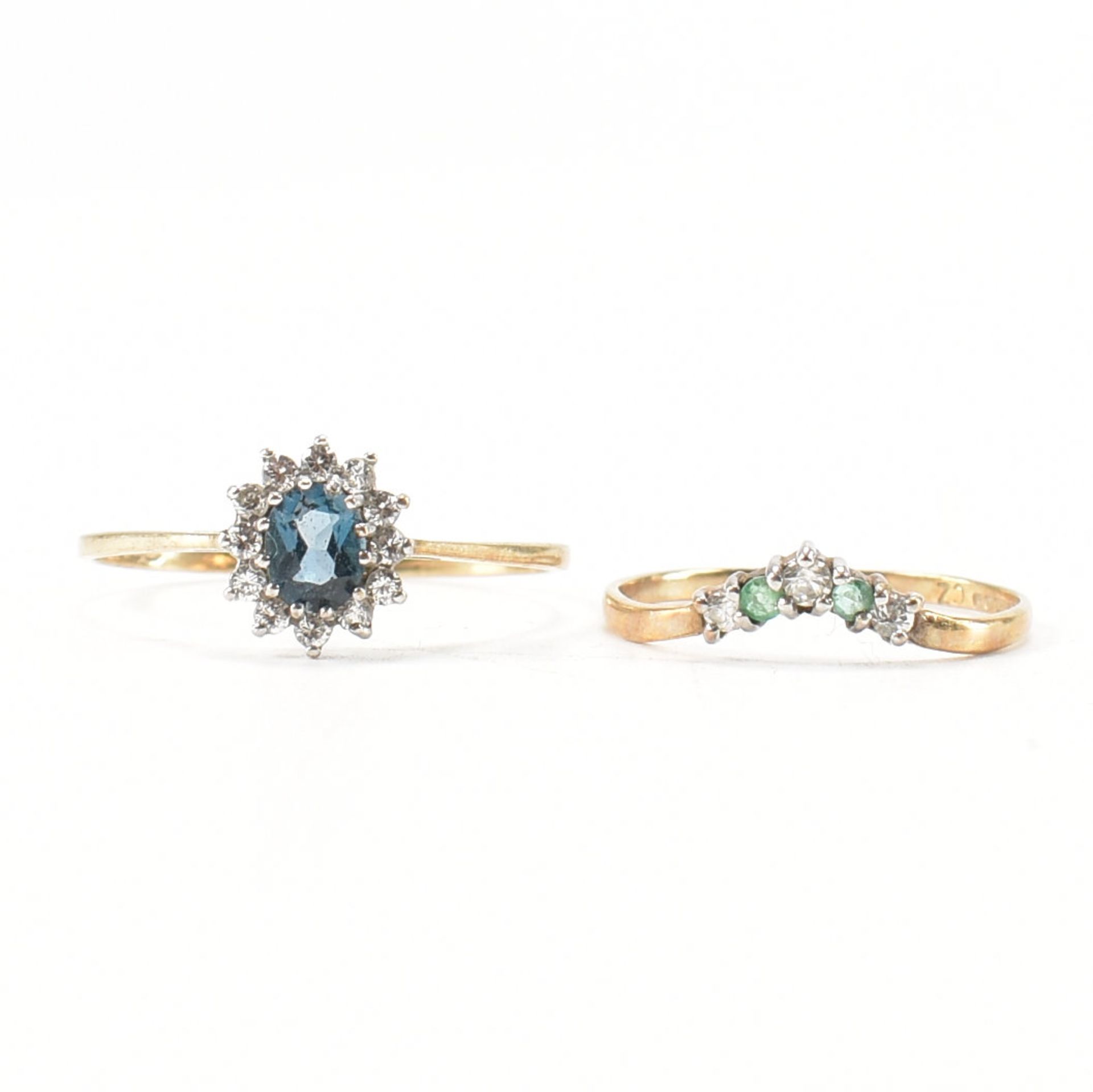 TWO 9CT GOLD GEM SET RINGS