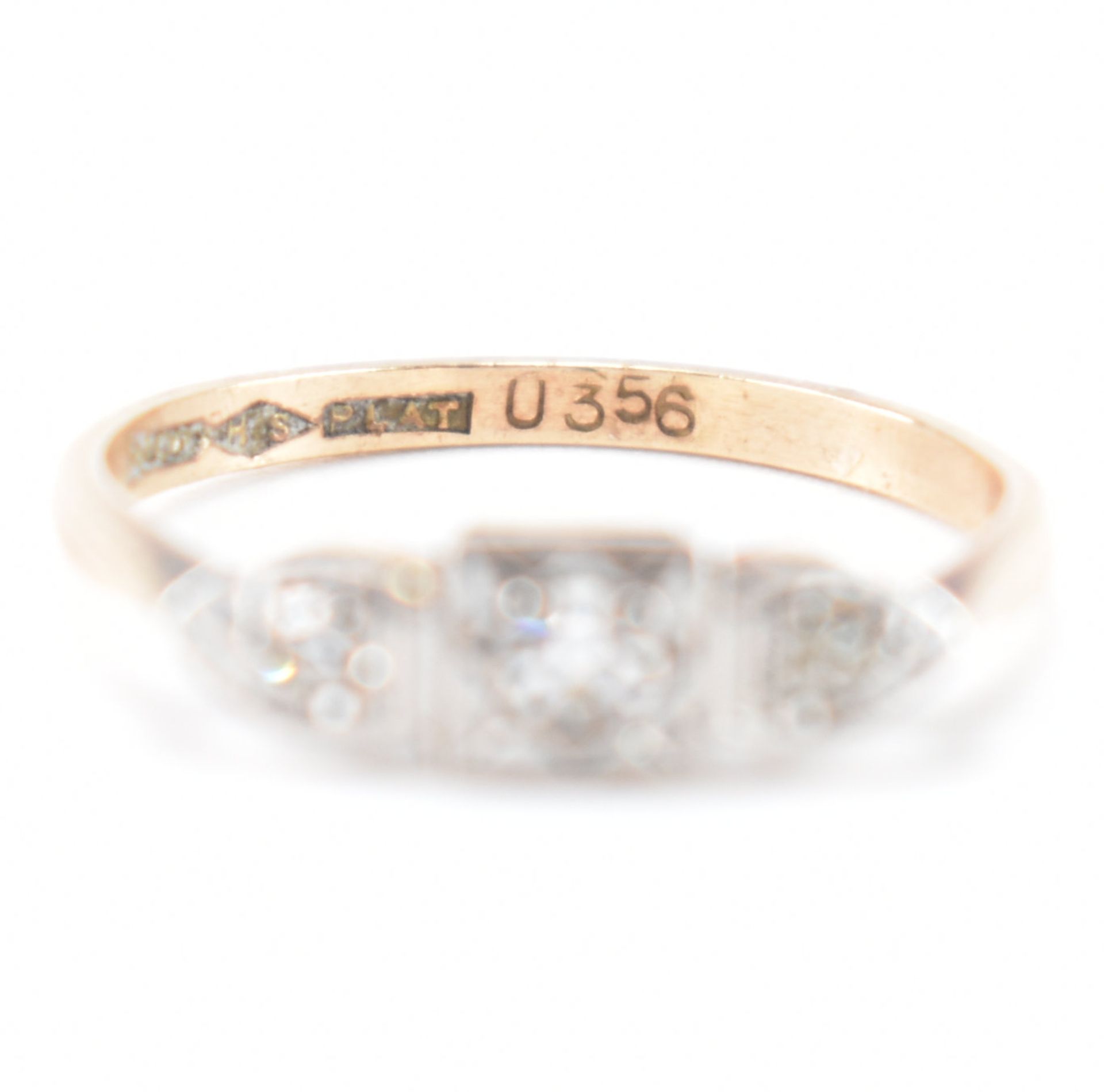 ART DECO 9CT GOLD & DIAMOND 3 STONE RING - Image 7 of 10