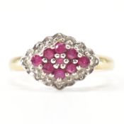 HALLMARKED 9CT GOLD RUBY & DIAMOND CLUSTER RING