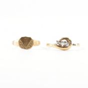 TWO VINTAGE GOLD RINGS - CROSSOVER & SIGNET