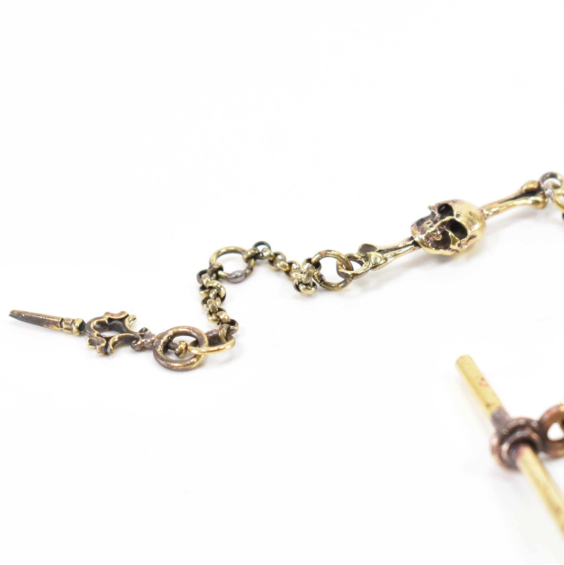 BRASS SKELETON & SKULL ALBERT WATCH CHAIN - Image 3 of 5