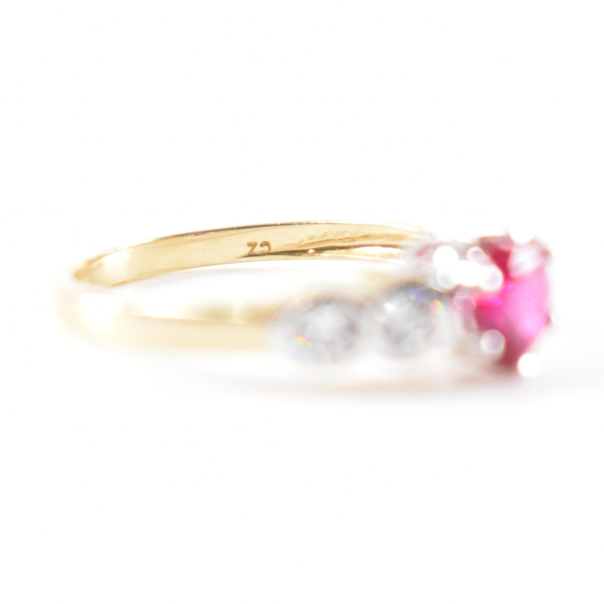 HALLMARKED 9CT GOLD SYNTHETIC RUBY & CZ RING - Image 7 of 8