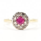 HALLMARKED 18CT GOLD RUBY & DIAMOND CLUSTER RING