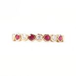 HALLMARKED RUBY & DIAMOND HALF ETERNITY RING