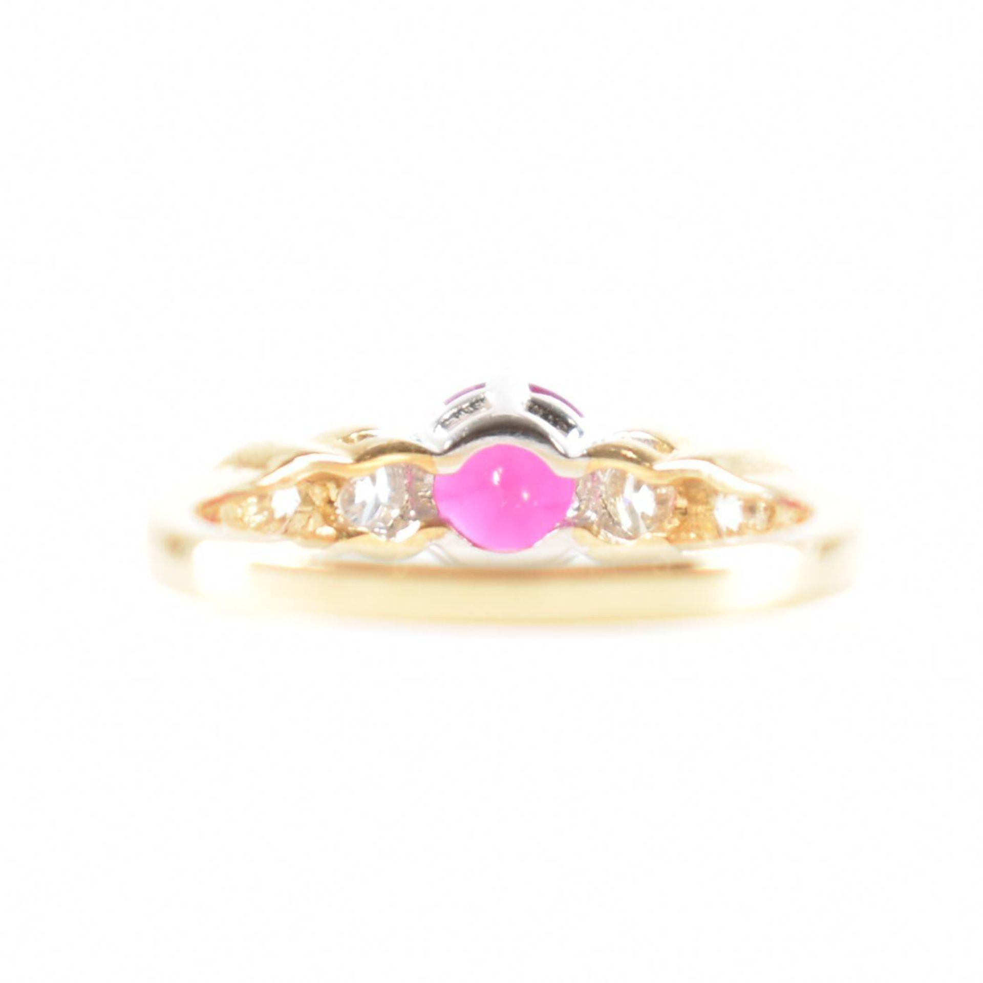 HALLMARKED 9CT GOLD SYNTHETIC RUBY & CZ RING - Image 3 of 8