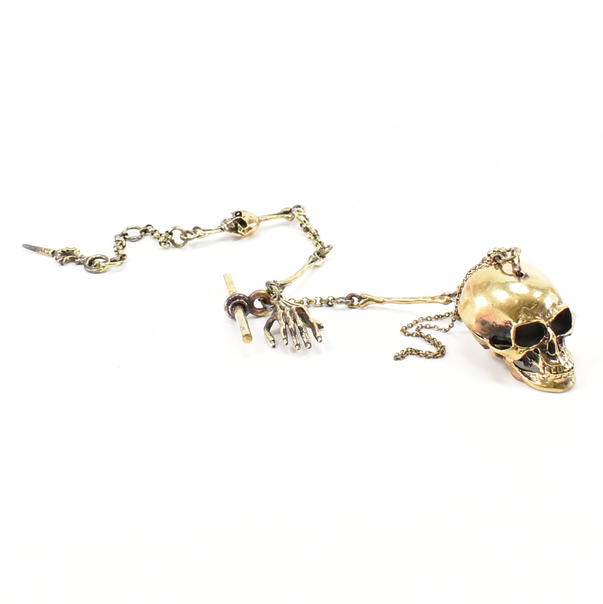 BRASS SKELETON & SKULL ALBERT WATCH CHAIN - Image 2 of 5